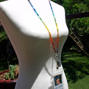 Rainbow Menagerie - Small Single Rainbow - Model 185 Lanyard Badge Holder Necklace