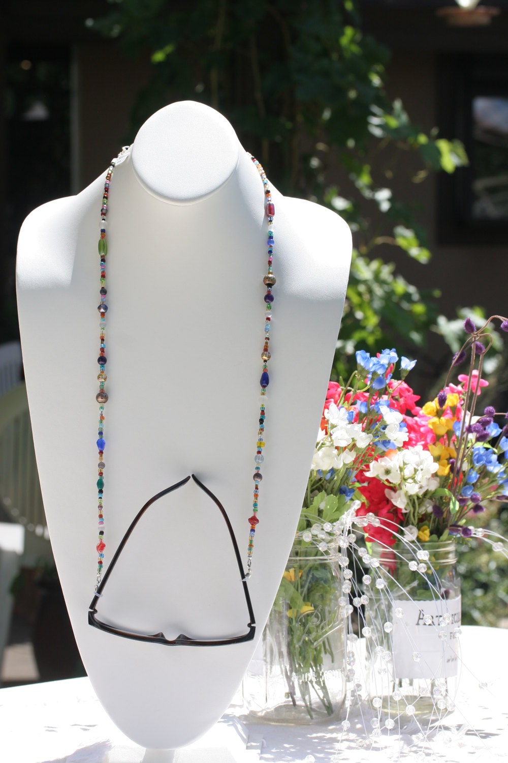 Glasses holder Beaded eyeglass holder Fun and colorful Etsy