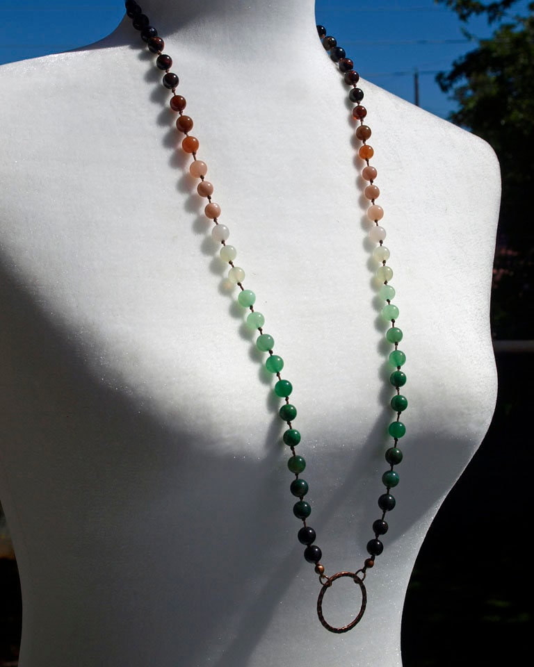 Stones Earthy Graduated Tones - Model 240 Lanyard Badge Holder Necklace