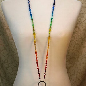 Rainbow Menagerie - Large Single Rainbow - Model 180 Lanyard Badge Holder Necklace