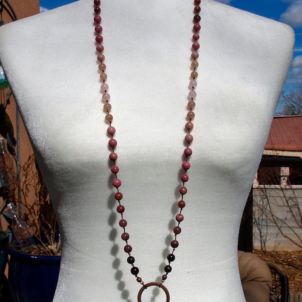 Stones Pink Graduated Tones - Model 243 Lanyard Badge Holder Necklace