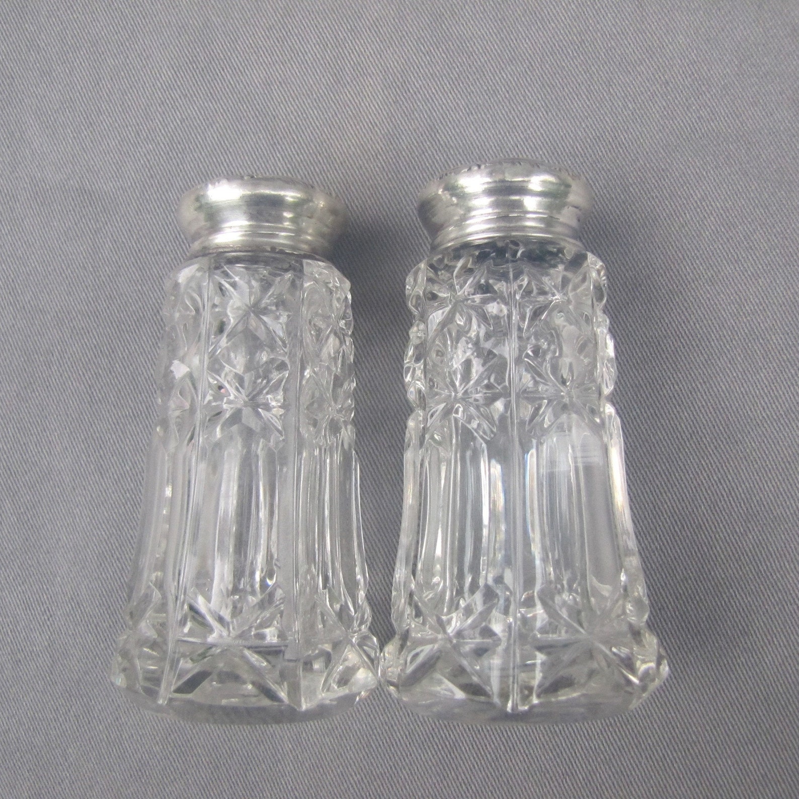 Vintage sterling silver topped salt and pepper shakers Etsy