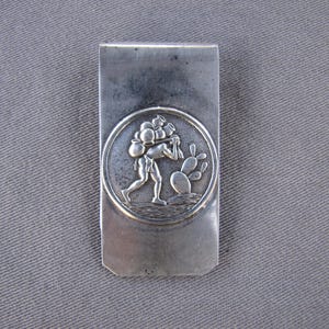Vintage Sterling Silber signiert mexikanische Taxco Keramik Verkäufer Geldklammer