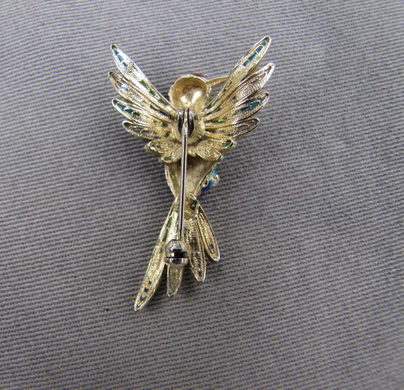 Broche vintage en forme de colibri en strass