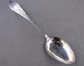 Vintage Norwegian Silver Plate Set of 6 Large Serving Spoons 8 in