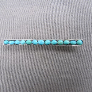 Antique sterling silver turquoise bar pin brooch
