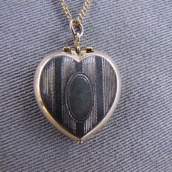 Vintage 1950's gold filled heart locket pendant necklace