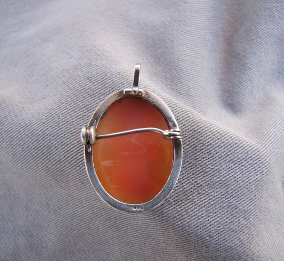Antique shell signed cameo pin brooch pendant - image 2