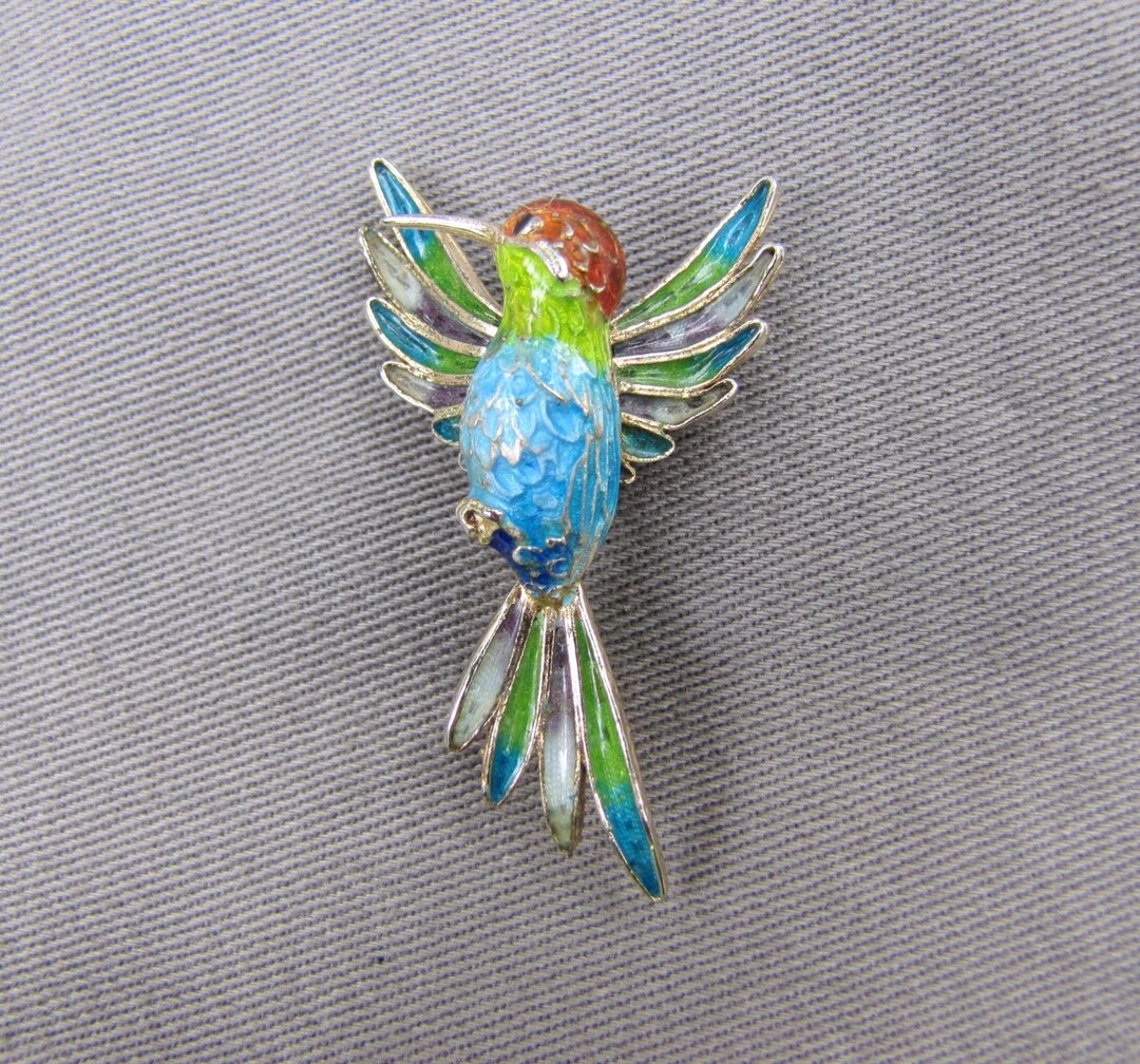 Vintage Sterling Silver Enamel Hummingbird Brooch Pin - Etsy