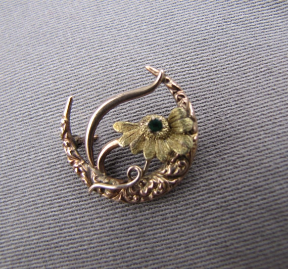 Antique Victorian 10k gold and sapphire moon and … - image 4