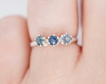 Three montana sapphire ring