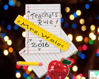 Teacher Ornament - Teacher Gift - Teacher's First Year - School Ornament - Personalized Teacher Christmas Ornament - Best Teacher Ever