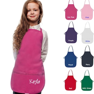 Personalized Kids Apron Embroidered Name on Pocket, Monogrammed Chef Uniform, Art Gift, Chef Gift, Cooking Party, Art Party, School Aprons