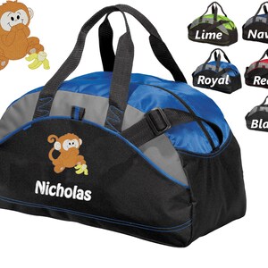 Personalized Diaper Bag for Dad, Athletic Diaper Bag, Embroidered Baby Monkey, Baby Bag, Toddler Infant Bag, Monogrammed Name, Shower Gift