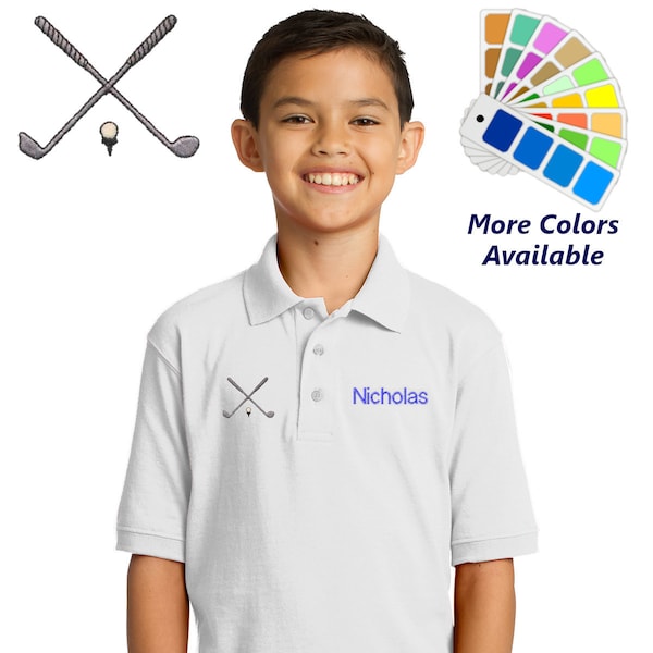 Personalized Kids Polo Shirt Embroidered Golf Monogrammed with a Name or Text of Your Choice