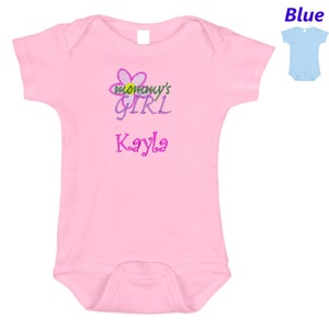 Personalized Baby Onesie Pink Blue Embroidered Mommy&#39;s Girl Newborn One Piece Body Suit Baby Shower Gift Monogrammed with Your Baby&#39;s Name