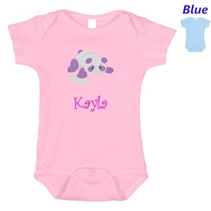 Personalized Baby Onesie Pink Blue Embroidered Baby Panda Bear Newborn One Piece Body Suit Baby Shower Gift Monogrammed with Your Babys Name