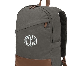 Monogrammed Grey Backpack, Mens Backpack, School, Student Gift, College Gift, Custom Backpack, Embroidered with Name of Your Choice