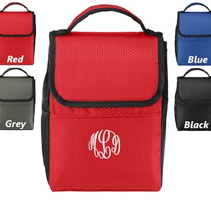 Monogrammed Lunch Bag Box Cooler, with Honeycomb Polyester Fabric, Insulated Embroidered School Work Sports Personalized Custom Name