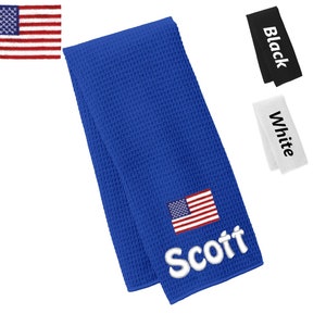 Personalized American Flag Towel, Gym Towel, Workout Towel, Fitness Towel,  Waffle Microfiber, Embroidered Name, Monogrammed Sports Gift
