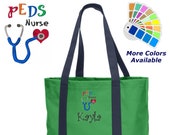 Personalized Pediatric Nurse Tote Bag Embroidered Monogrammed with Name of Your Choice Perfect Nurse Gift