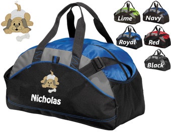 Personalized Diaper Bag for Dad, Athletic Diaper Bag, Embroidered Baby Puppy Dog, Baby Bag, Toddler Infant Bag, Monogrammed Name,Shower Gift