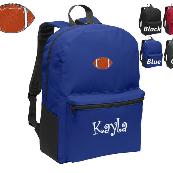 Personalized Kids Backpack Embroidered Football Monogrammed with Name of Your Choice Perfect Kids School Gift