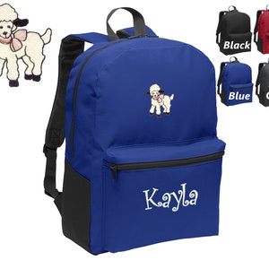 Personalized Kids Backpack Embroidered Lamb Monogrammed with Name of Your Choice Perfect Kids School Gift