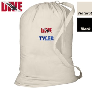 Personalized Scuba Diving Laundry Bag, Summer Camp Bag, College Dorm Laundry Bag, School Laundry Bag, Embroidered Monogrammed with Name