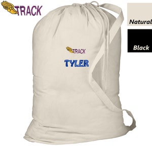 Personalized Track Laundry Bag, Summer Camp Bag, College Dorm Laundry Bag, School Laundry Bag, Embroidered Monogrammed with Name