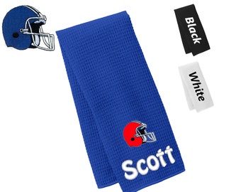 Personalized Football Helmet Towel, Gym Towel, Workout Towel, Fitness Towel,  Microfiber, Embroidered Name, Monogrammed Sports Gift