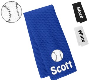 Personalized Baseball Towel, Softball Towel, Workout Gym Towel, Fitness Towel,  Waffle Microfiber, Embroidered Name, Monogrammed Sports Gift