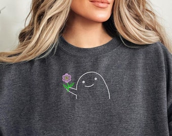 Embroidered Kindness Sweatshirt, Monogram Kindness Shirt, Smiling Face with Flower, Inspirational Shirt, Motivational Shirt, Be Kind Sweater