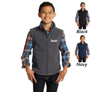 Personalized Kids Vest, Fleece Zipper Vest, Embroidered Name, Kids Gift, Monogrammed Vest, Childrens Winter Vest, Polyester