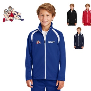 Personalized Kids Wrestling Jacket, Kids Sports Jacket, Kids Team Jacket, Polyester Zipper Jacket, Embroidered Name, Kids Gift, Monogrammed