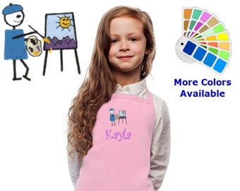 Personalized Kids Art Smock with Artist Embroidery Design