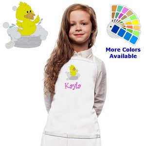 Personalized Kids Apron with Baby Duckling Duck Embroidery Design, Monogrammed Birthday Gift, Kids Chef Apron, Kids Cook Apron, Custom Apron