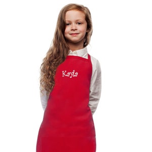 Personalized Red Kids Apron, Cooking Kitchen Gift, School Gift, Student Gift, Monogrammed, Cooking Party, Art Party, Low Price Apron