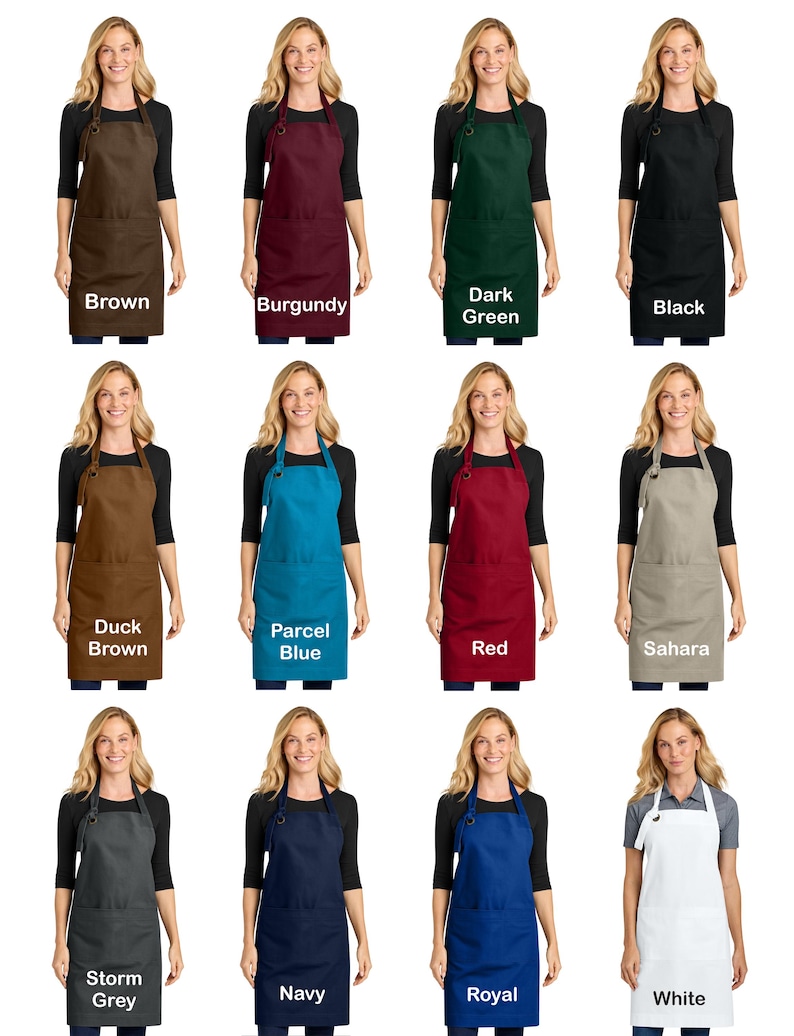 Apron Collection Personalized Apron Heavy Cotton Twill Bib, Large Pockets, Custom Womens ...