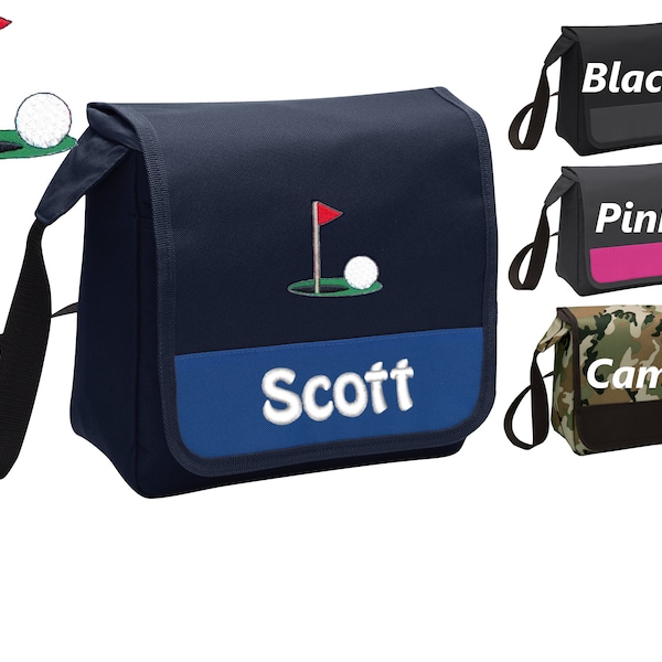 Personalized Golf Lunch Bag Box Cooler, Polyester Canvas Fabric, Insulated Embroidered School Work Sports Monogrammed Custom Name