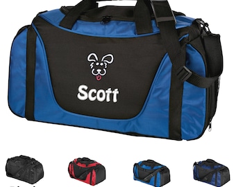 Personalized Dog Duffel Bag, Embroidered Puppy Dog, Monogrammed Name of your Dog, Perfect Pet Birthday Gift, Pet Owner Groomer Trainer Gift