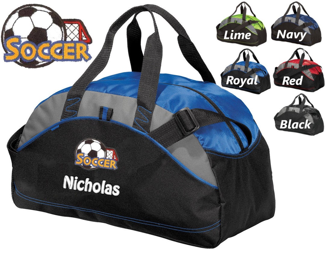Personalized Kids Soccer Duffel Bag Gym Bag School PE Contrast Piping