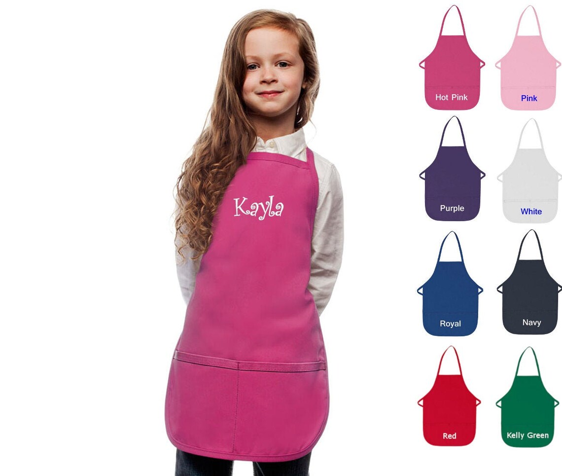 Personalized Kids Apron Custom Embroidered Text or Name | Etsy