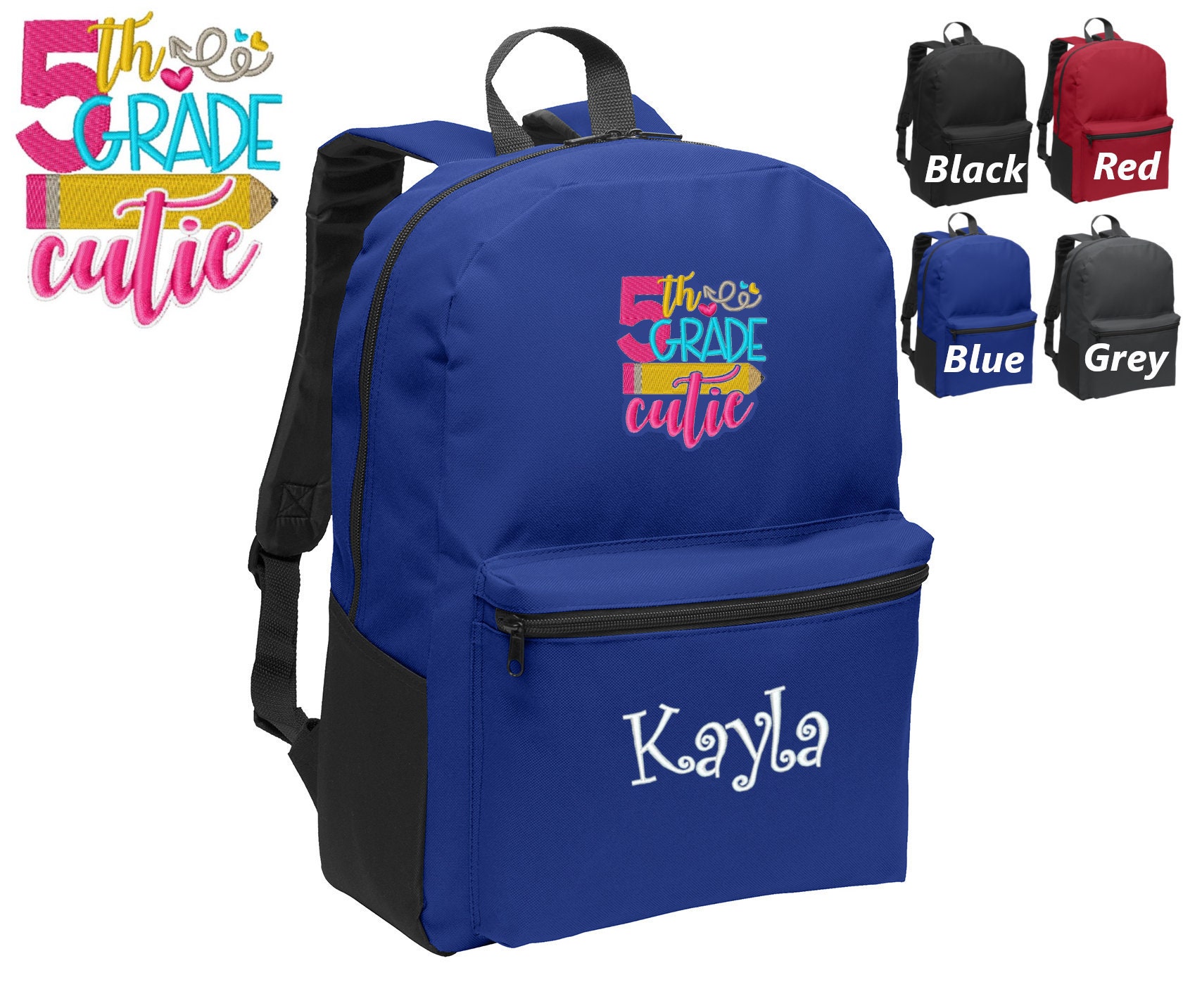 Personalizado ninos quinto grado mochila bordado Cutie diseno mochila divertida nombre monograma perfectos ninos escuela deportes regalo Etsy Mexico