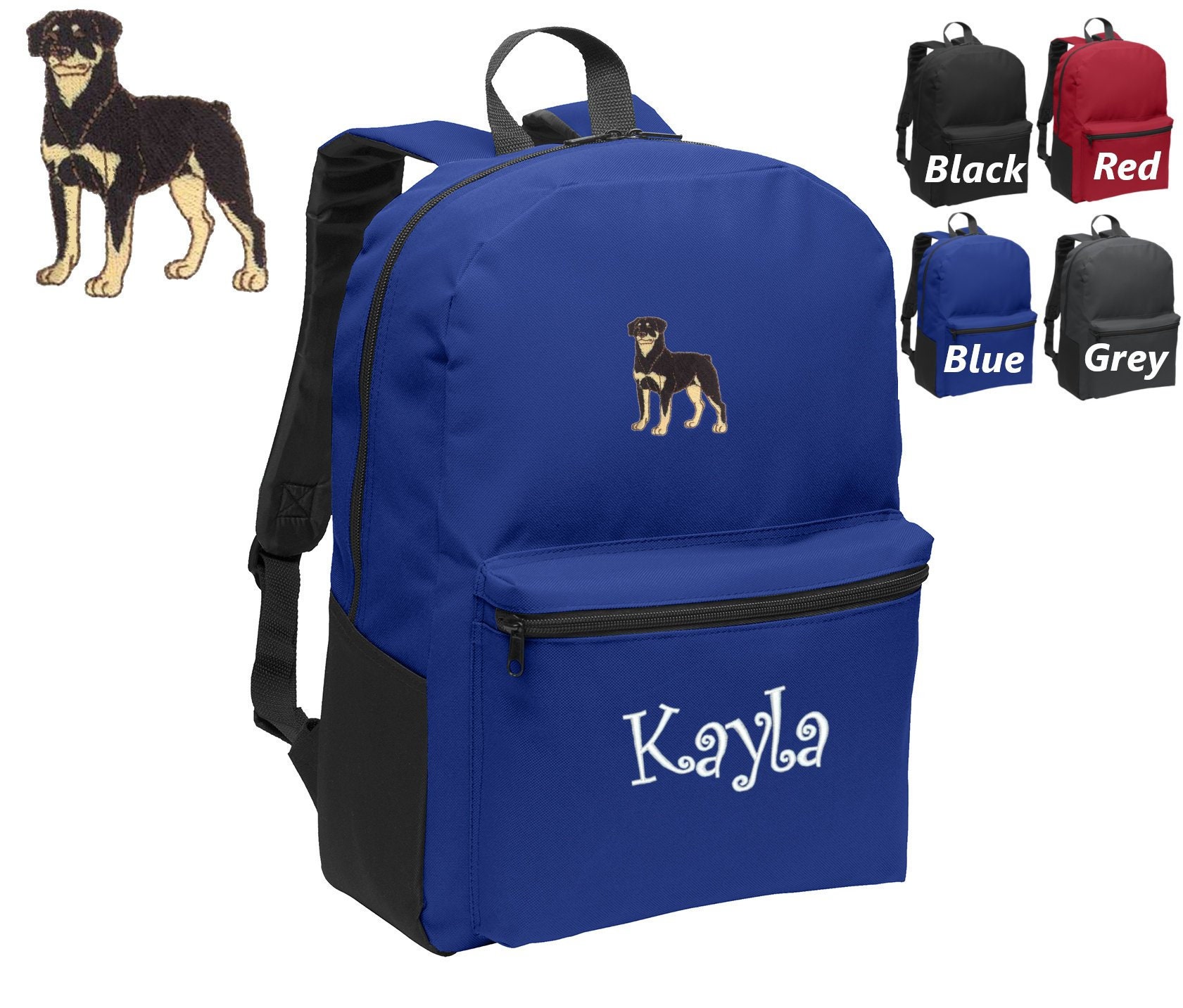 Personalized Kids Backpack Embroidered Rottweiler Dog - Etsy