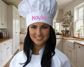 Personalized Chef Hat Embroidered with Your Text or Name, Monogrammed Chef Hat, Mom Mothers Day Gift, Chef Gift, Cooking Gift, Kitchen Gift