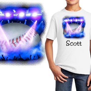 Personalized Kids T-Shirt Baseball Concert Design, T-Shirt, Colorful, Cotton, Low Price Inexpensive Tee Shirt, Student Gift, School Gift