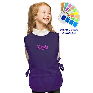 Personalized Kids Cobbler Apron, Custom Embroidered Text or Name, Monogrammed, Art Gift, Chef Gift, Cooking Party, Art Party, School Aprons