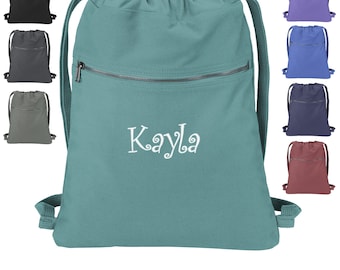 Personalized Beach Wash Cinch Pack, Drawstring Gym School PE Pool Backpack, Embroidered, Monogrammed Custom Name, Mom Gift, Bridesmaid Gift