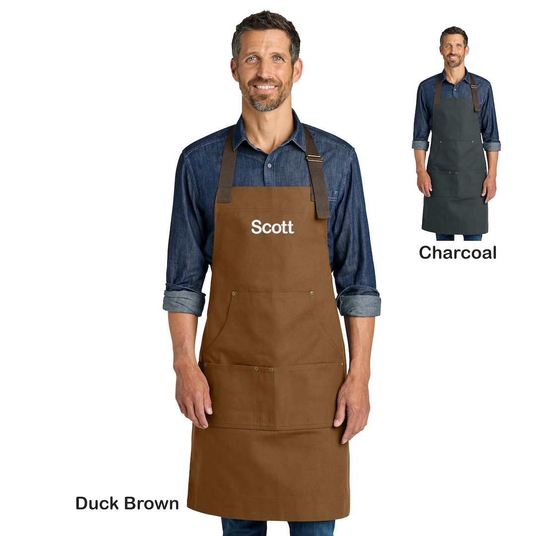 Personalized Apron Cotton Duck Bib, Large Pockets for Tools, Custom ...
